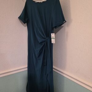 New DKNY Women's Crepe Ruched A-Line Dress - Large - Retail $129